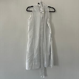 MONICA NERA Soho Mini Dress White Gray Striped Size Small
